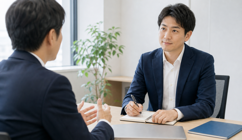 担当者がお客様の課題や目的を伺う様子